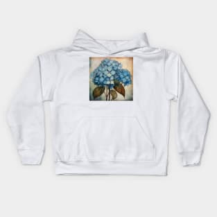 Simple Blue Folk Art Hydrangea Flower Kids Hoodie